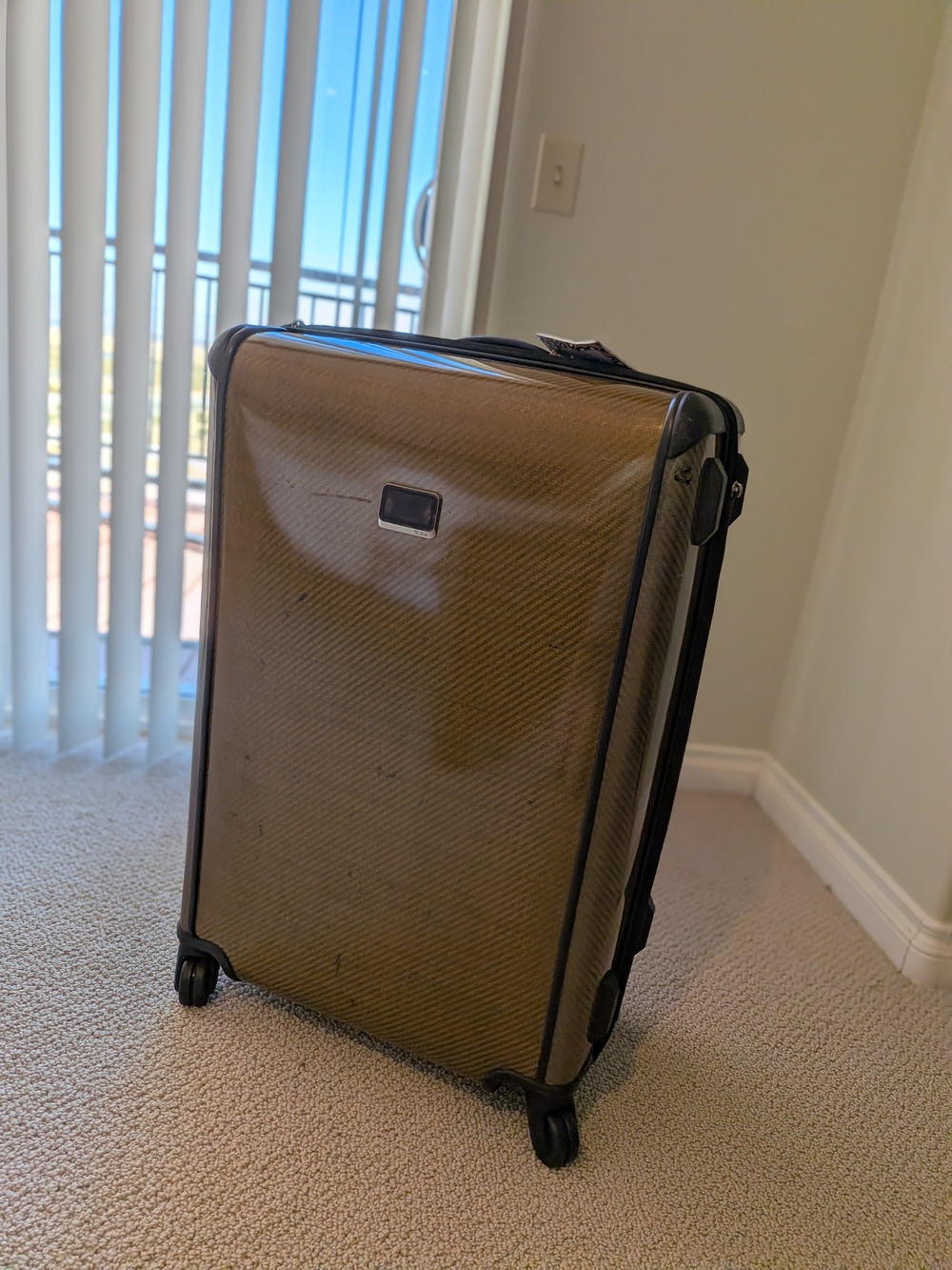 Tumi 29"+ Brown Suitcase Rolling Wheels TSA Lock Geometric Pattern